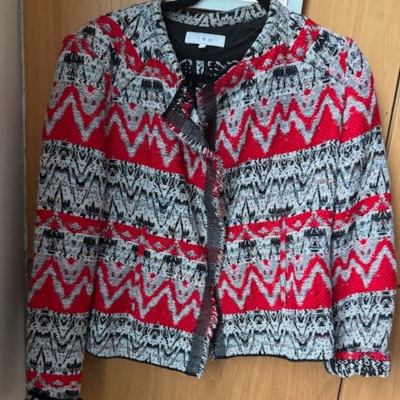 Pre-Loved IRO Red & Black Ikat Jacket - Women's 40 - Picture 6 of 10